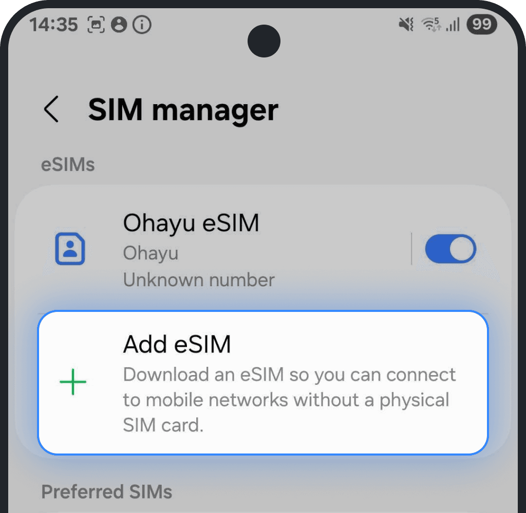 I can not install my eSIM | OHAYU
