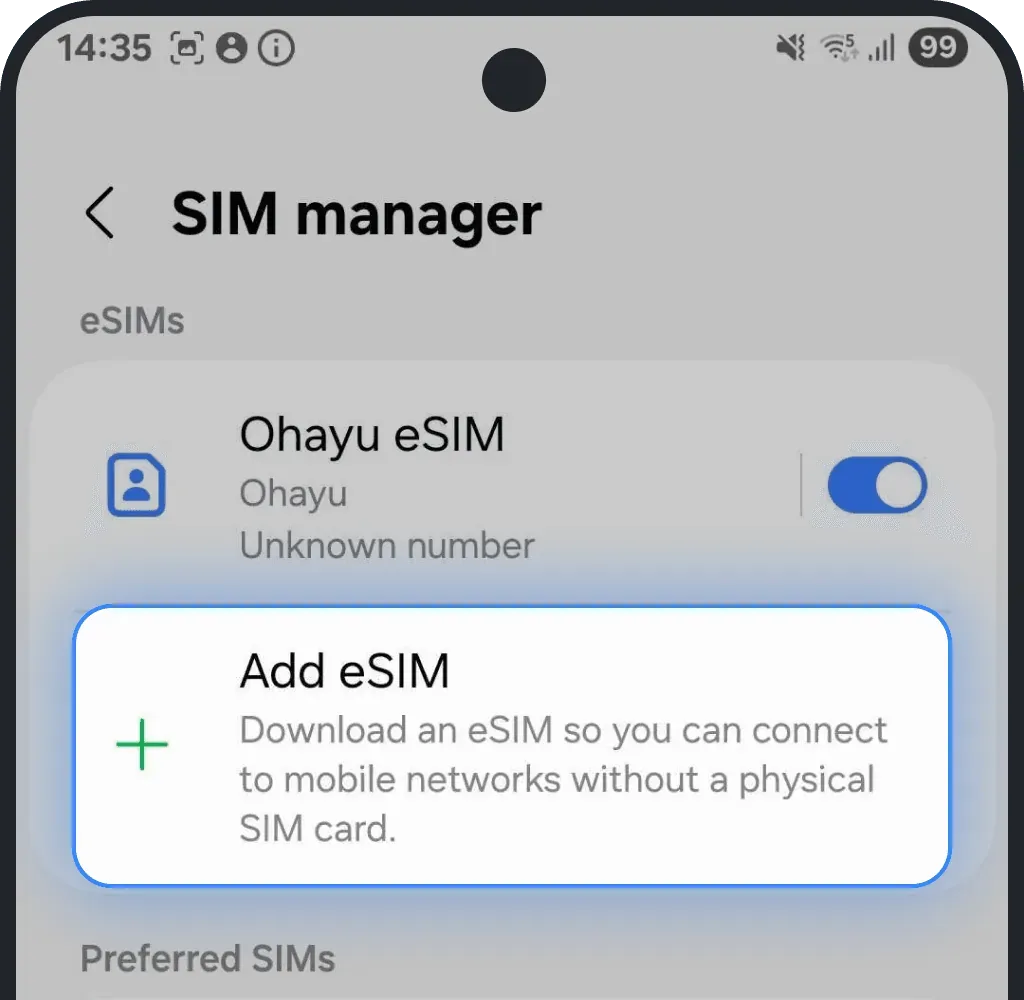 Add eSIM on Android screenshot