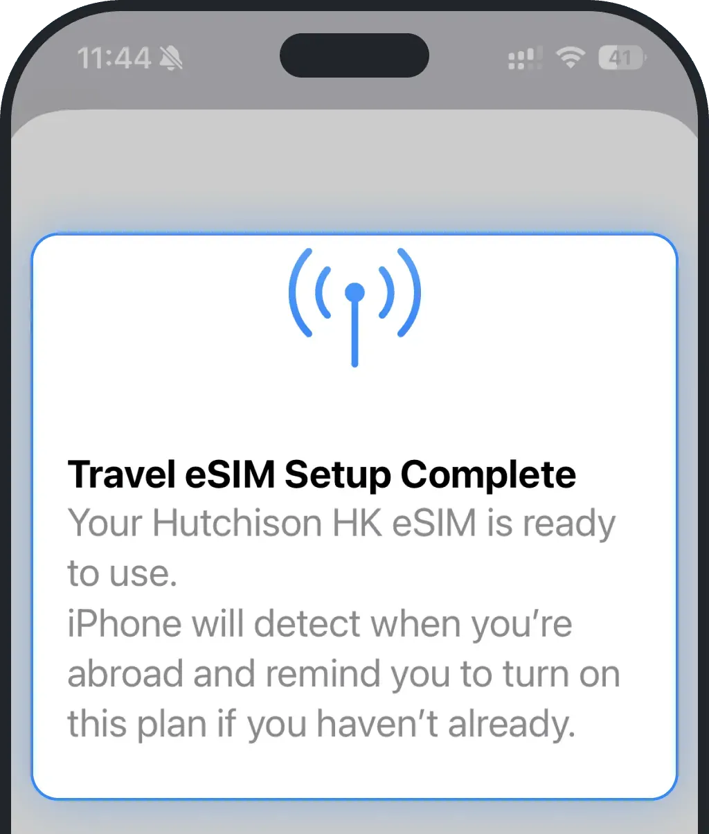 Ready eSIM screen