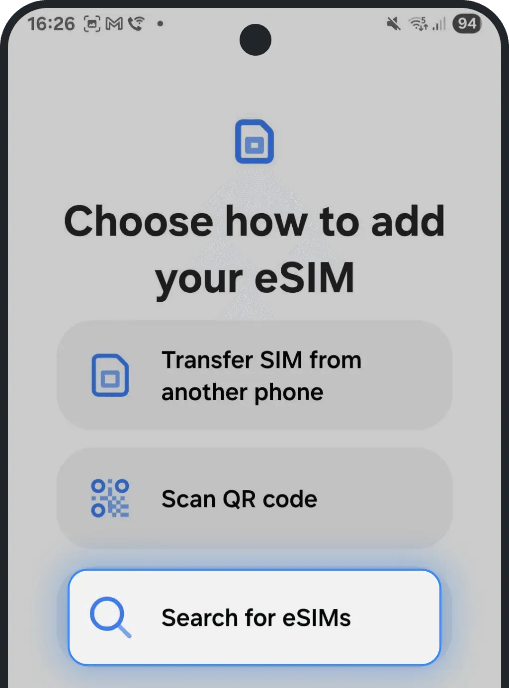 Select Set up an eSIM or Scan QR code.png