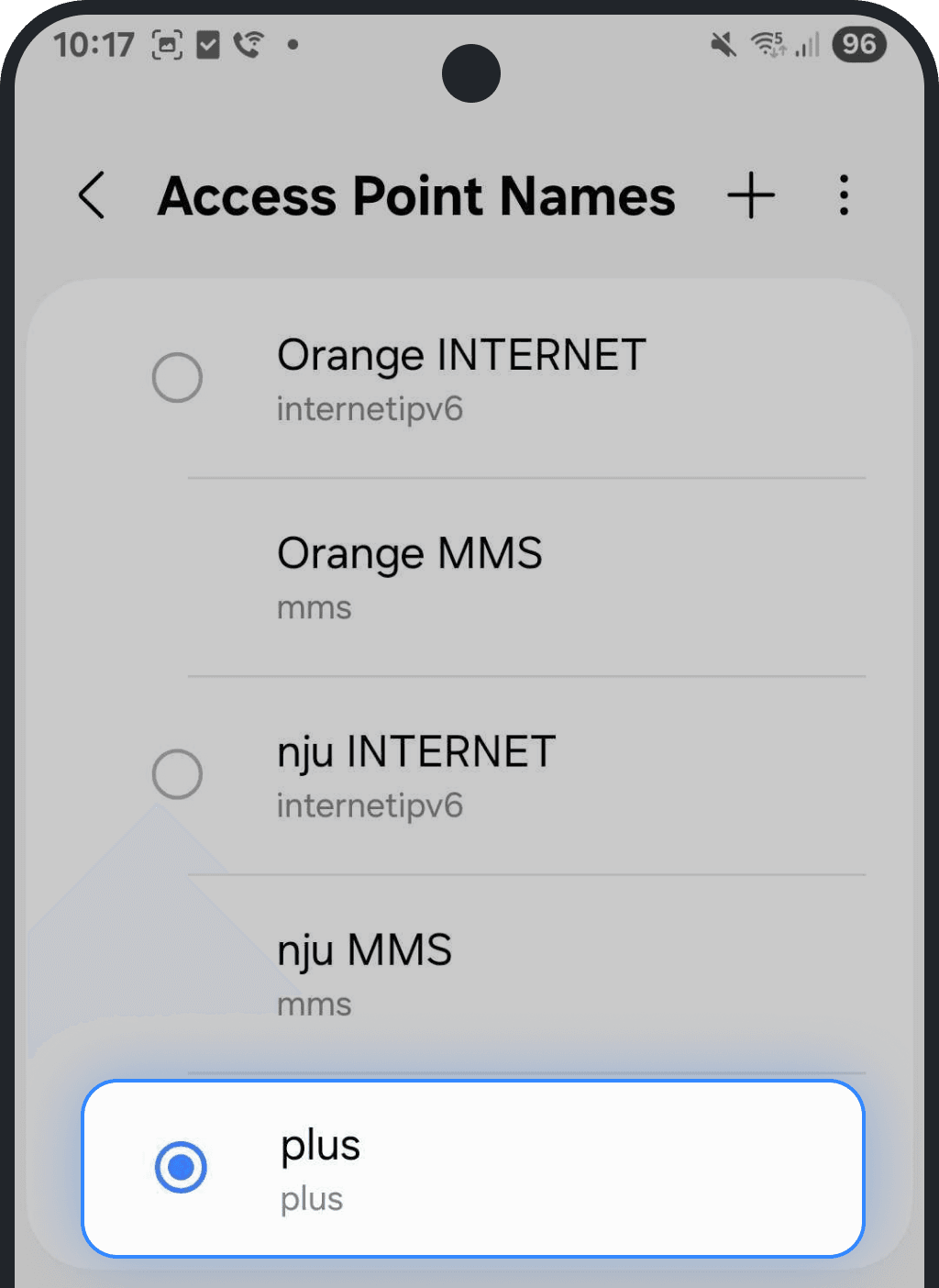 Select the new APN to enable it screenshot