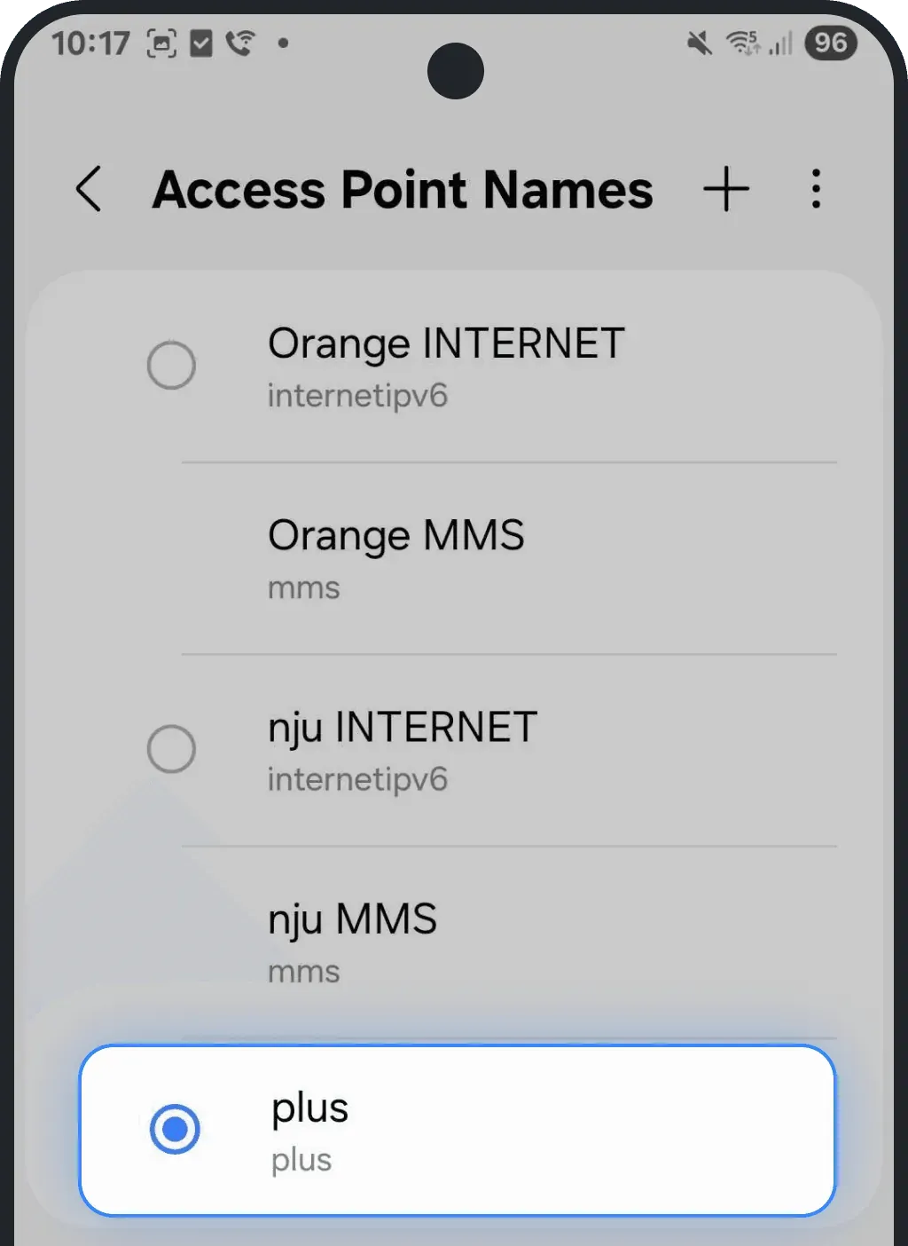 Select the new APN to enable it screenshot