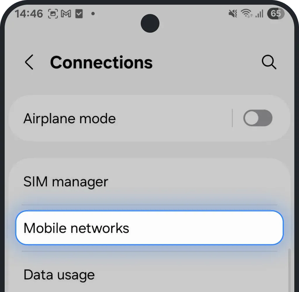Tap Mobile Networks on Android screenshot