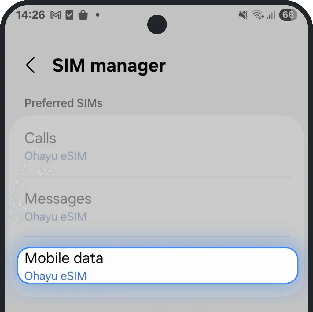 Tap on Mobile Data on Android screenshot