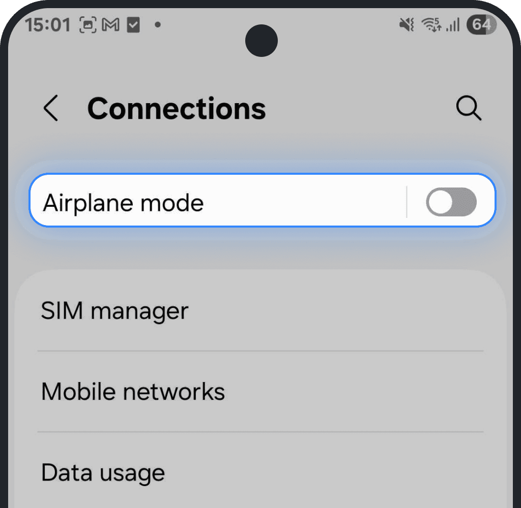 Turn off Airplane Mode on Android screenshot