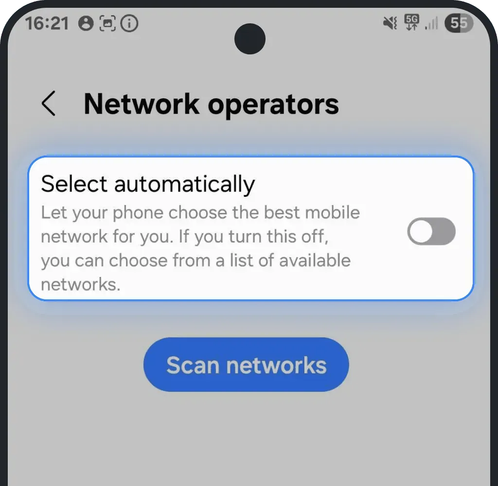 Turn off the automatic selection on Android screenshot