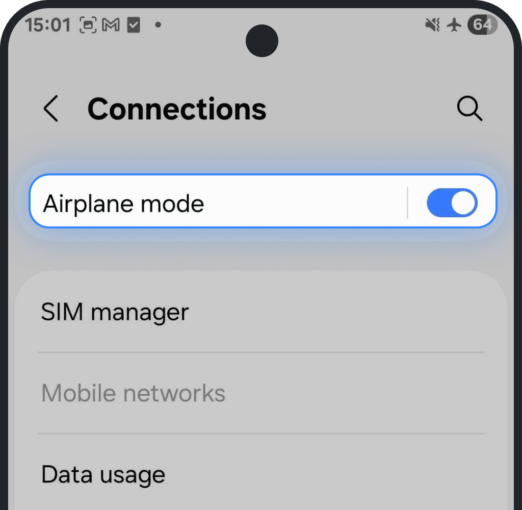 Turn on Airplane Mode on Android screenshot