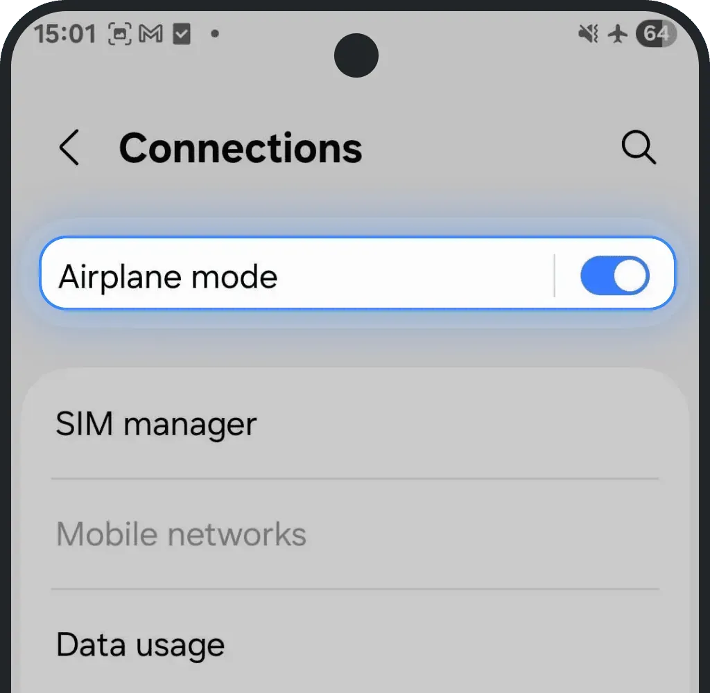 Turn on Airplane Mode on Android screenshot