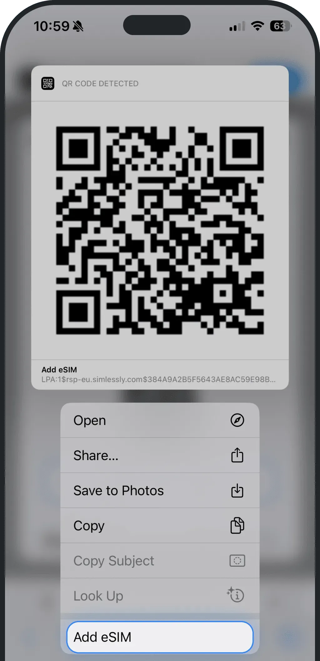 just tap the QR code image directly in Safari — it will instantly show “Add eSIM.”.png